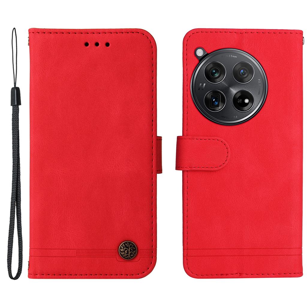 For OnePlus 12R 5G/Ace 3 5G Leather Wallet Cases Skin Touch Phone Cover Stand with Strap