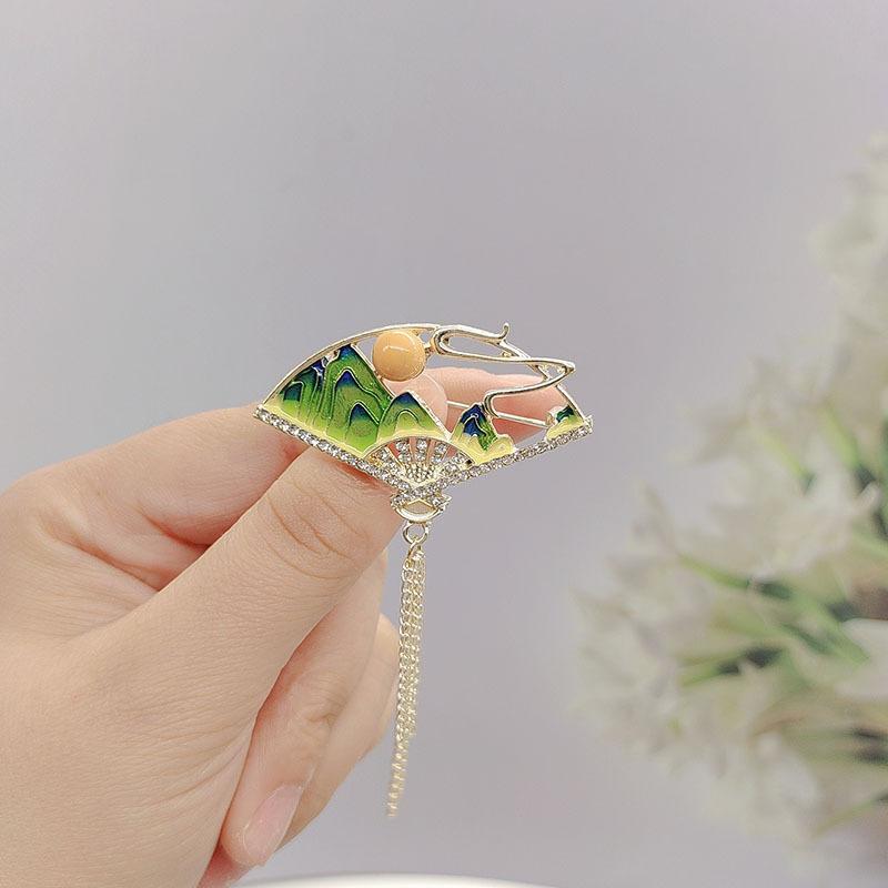 

Эмалевая цветная брошь высокого класса для женщин, брошь высокого класса с бахромой и темпераментом, ханьфу, аксессуары для чонсама, партия корсажей