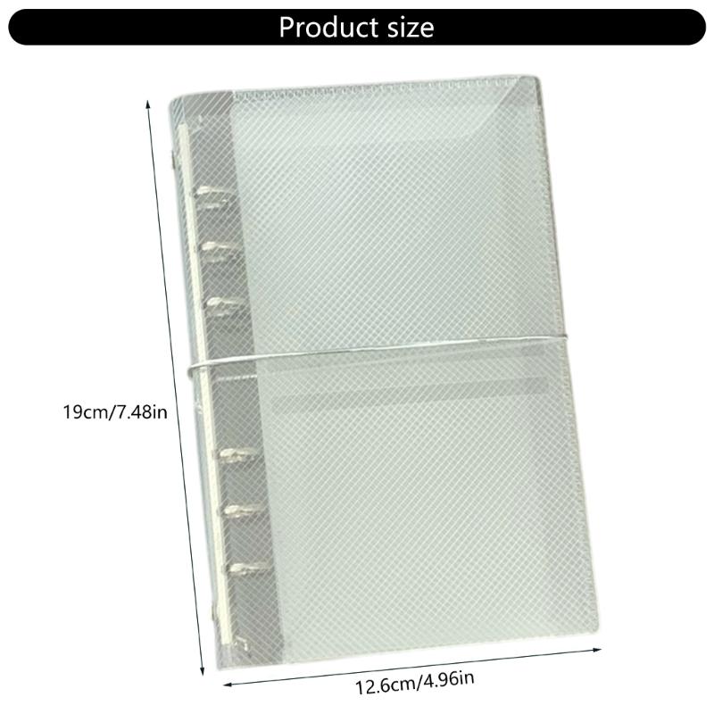 A6/A7 Clear Notebook Cover Binders Folder Three Fold Flip Binders Cover with Elastic Band for Paper Storage