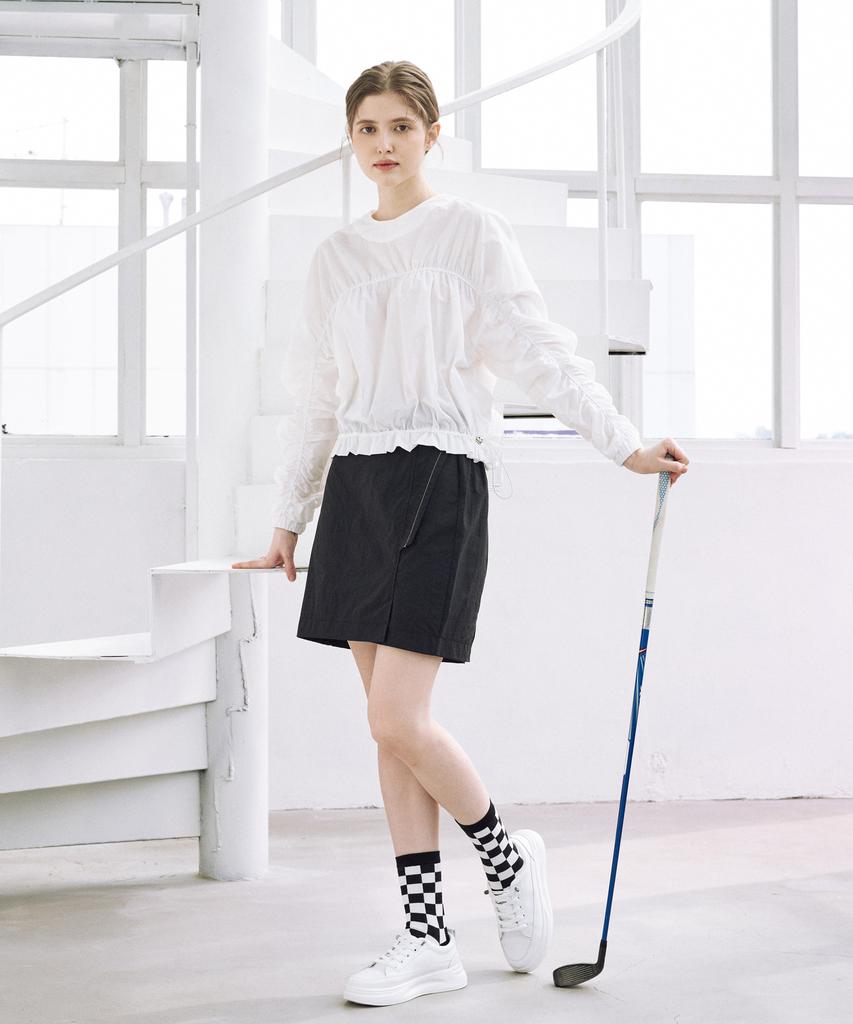 Aim Swing Waistband Windbreaker Skirt (Black)