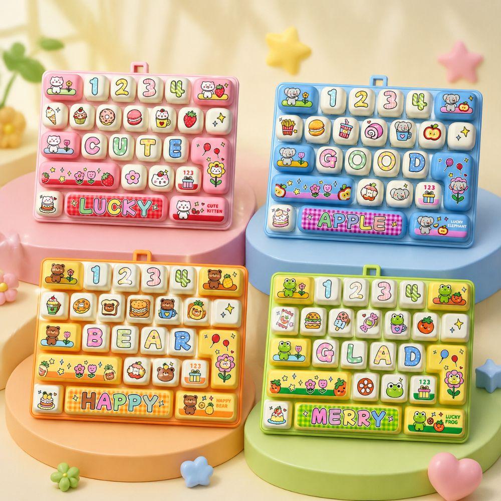 26 Keys Mechanical Keyboard Toy Hangable Creative Stress Relief Fidget Toy Gift Toy Clear Key Sounds Bag Pendant Charm