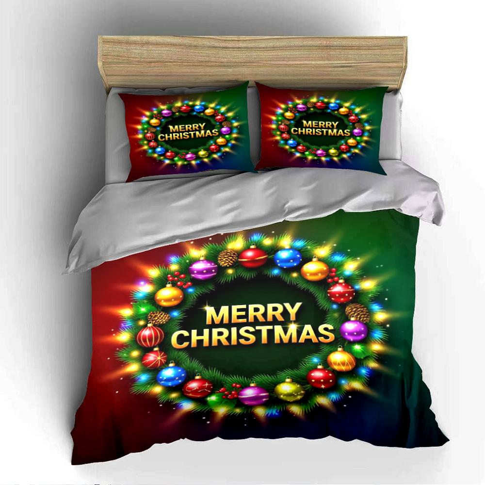 Festive Christmas Wreath Design Bedding set (1 duvet cover, 2 pillowcases, duvet not included)
