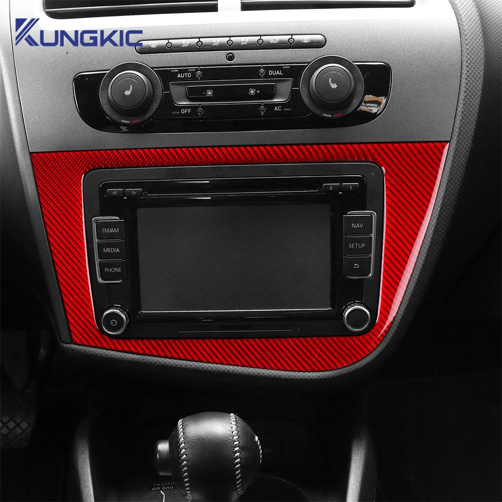 Pro Seat Leon 2005 2006 2007 2008 2009 2010 2011 2012 Skutečná měkká nálepka z uhlíkových vláken LHD RHD Panel CD vozu Interiérové doplňky