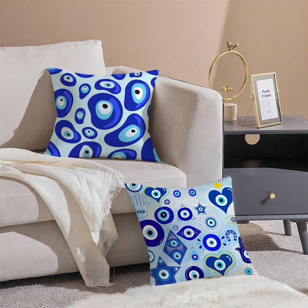 Evil Eye Symbol Art Pillow Case Comfort Sofa Bed Silky Elegant Invisible Zipper Decorative Cushion Cover