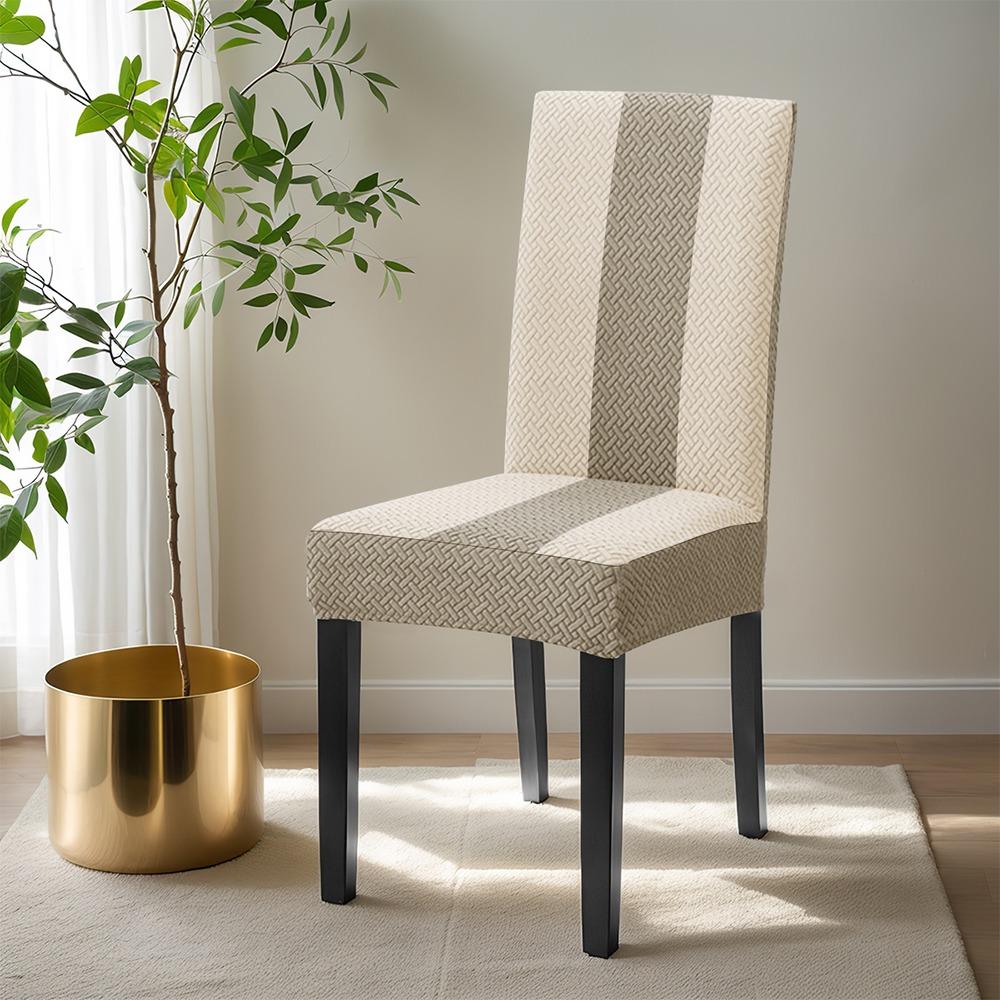 

High-elastic Dining Chair Cover Contrast Color Anti-slip Stool Slipcover Dust-proof Soft Backrest Protector for Home Decoration