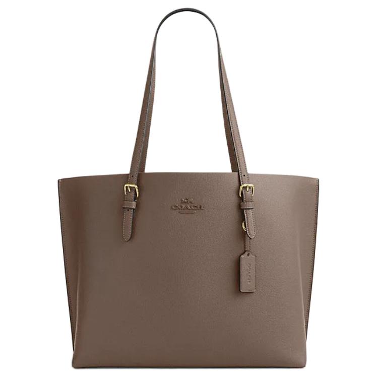 Coach Women's Dark/Brown Mollie 34 Logo Zip Closure Leather Shoulder Tote Bag Large Handbags - Cv968-Imv2r