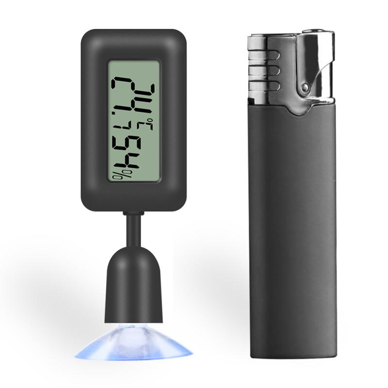 New! Mini Digital Reptile Thermometer 360 Degree Rotating Luminous Suction Cup Hygrometer For Lizards