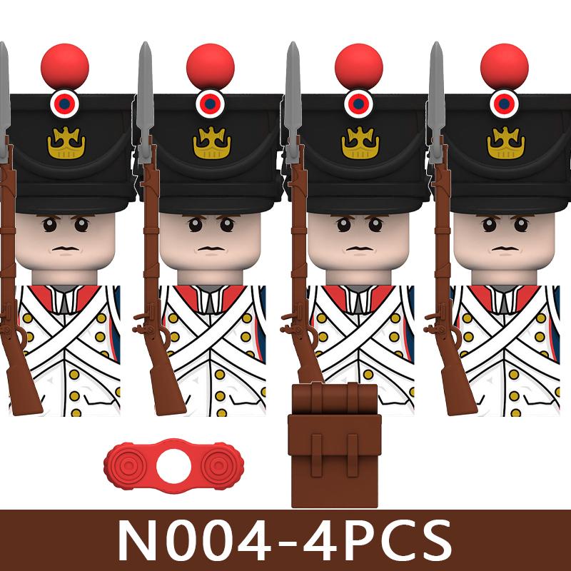 4pcs Medieval Castle Knight Building Blocks MIlitary Napoleon Soldier Figures War Army Legion Accessories Imperial Navy Bricks Toys