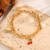 Gold Leaf Red Cherry Pearl Pendant Bracelet Cute New Fashion Bracelet Women's Small Gift Sweet Accessories
