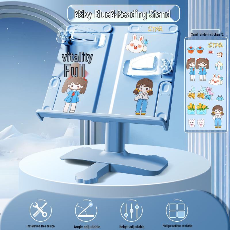 Adjustable Children's Book Stand: Multipurpose Reading Rack & Book Clip Holder.