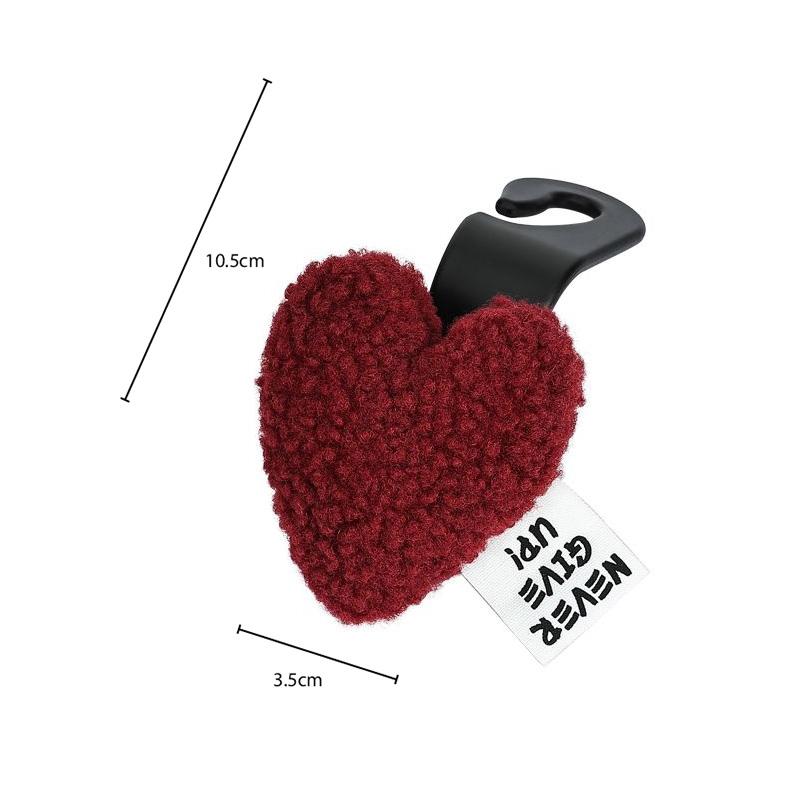 2pcs Cute Retro Red Heart Car Seat Back Hooks Vehicle Headrest Organizer Hanger for Groceries Bag Handbag Clips Auto Decortion