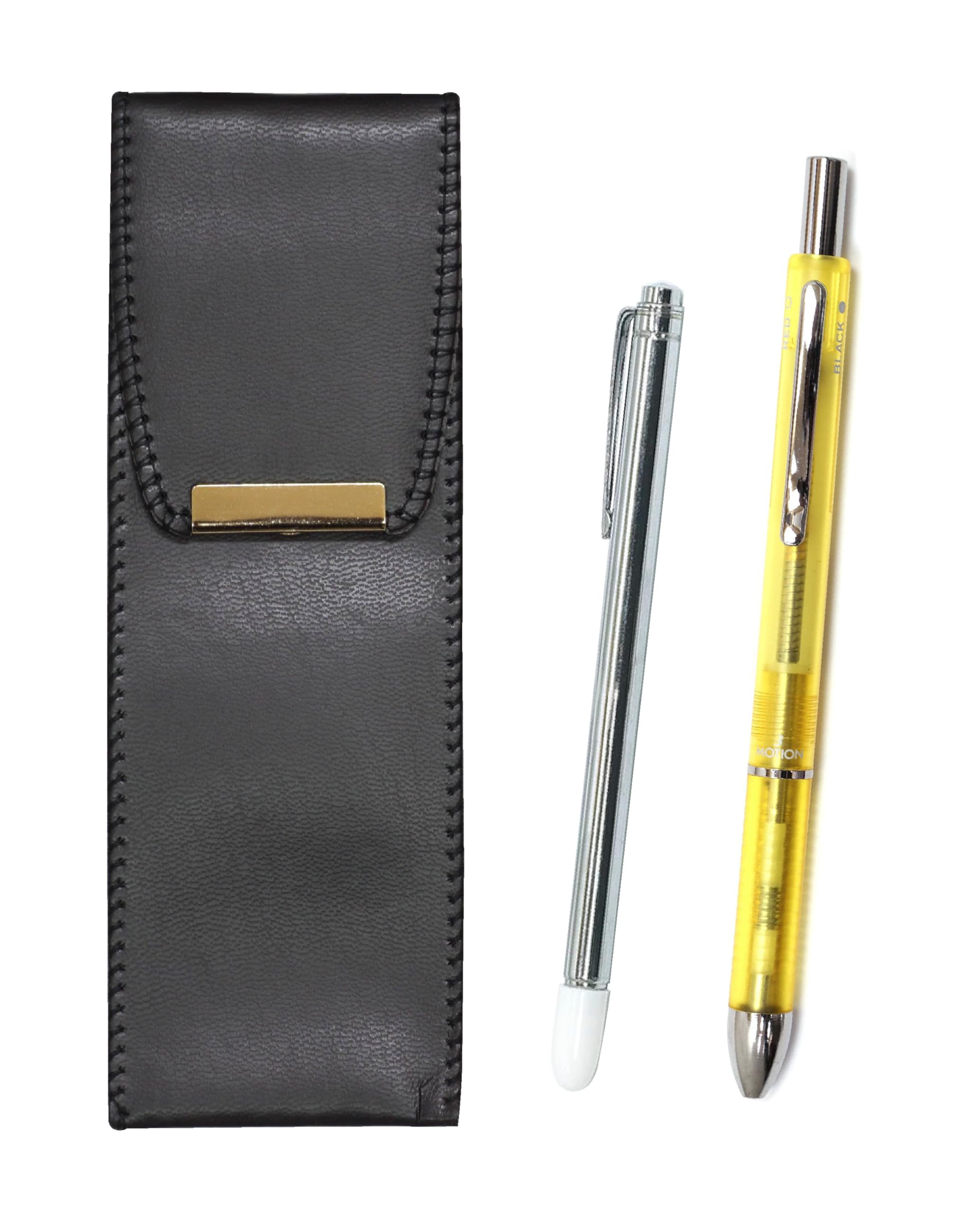 

pen case with metal pointer and 3 Mecha Japan clear yellow Eco-leather set, (BR-701S-CL3M-Y)