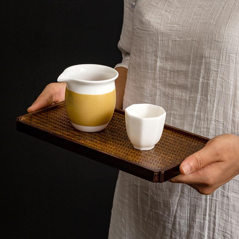 1ks Bambusové tkaní Japonský čajový podnos Ratanové tkaní Servírovací Šálek na čaj Domácí dekorace Kancelář Venkovní Čajová souprava Příslušenství