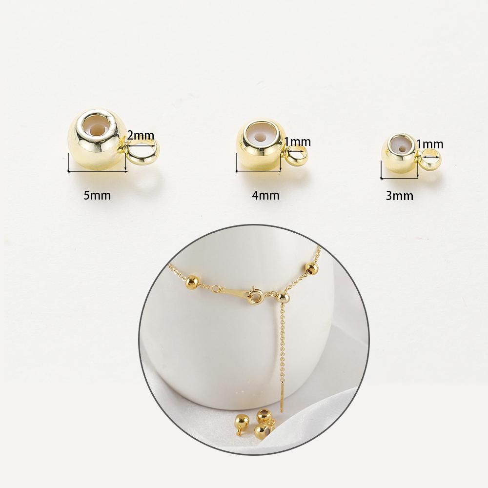 10pcs 14K 18K Real Gold Plated Stopper Adjusting Bead With Ring Sillicone Fixed Bead For DIY Jewelry Necklace Bracelet Making