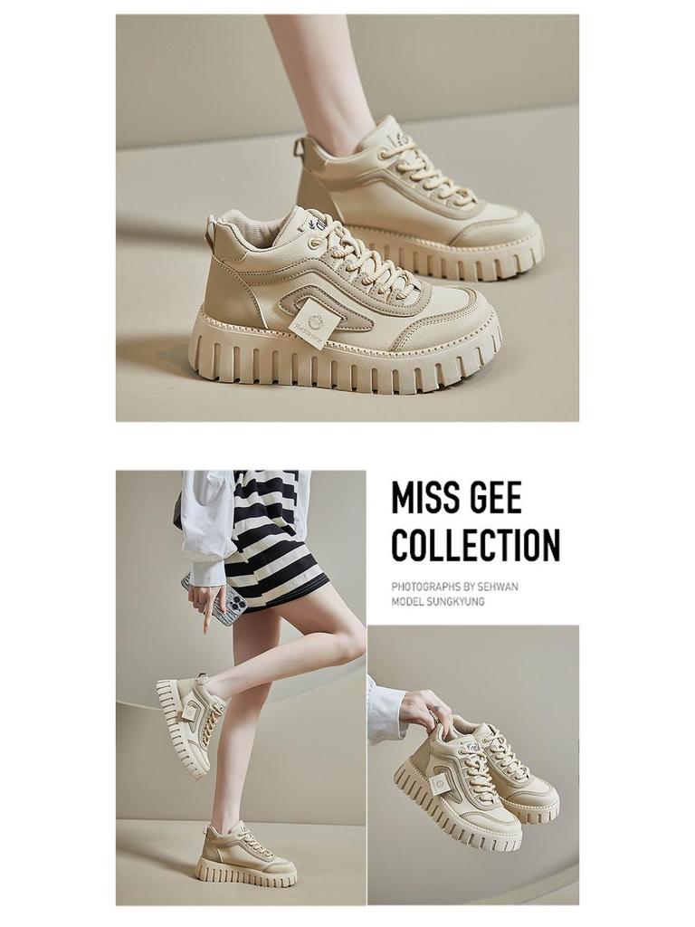 2025 Spring Korean Style Women's High-Top White Sneakers with Thick Soles - Street Style KT12261.