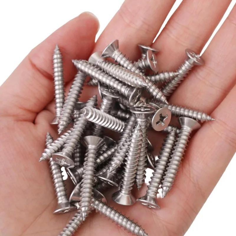 304 Stainless Steel Countersunk Head Screws Universal M2-M4 Phillips Screws Security Self Tapping Screws for Furniture Repairs