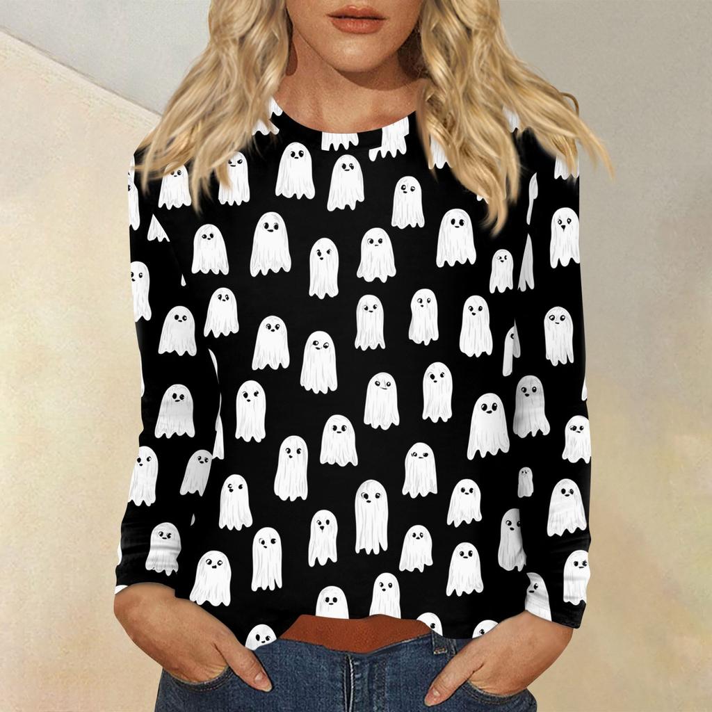 Women's Daily Casual Long-sleeved Printed O-neck Top