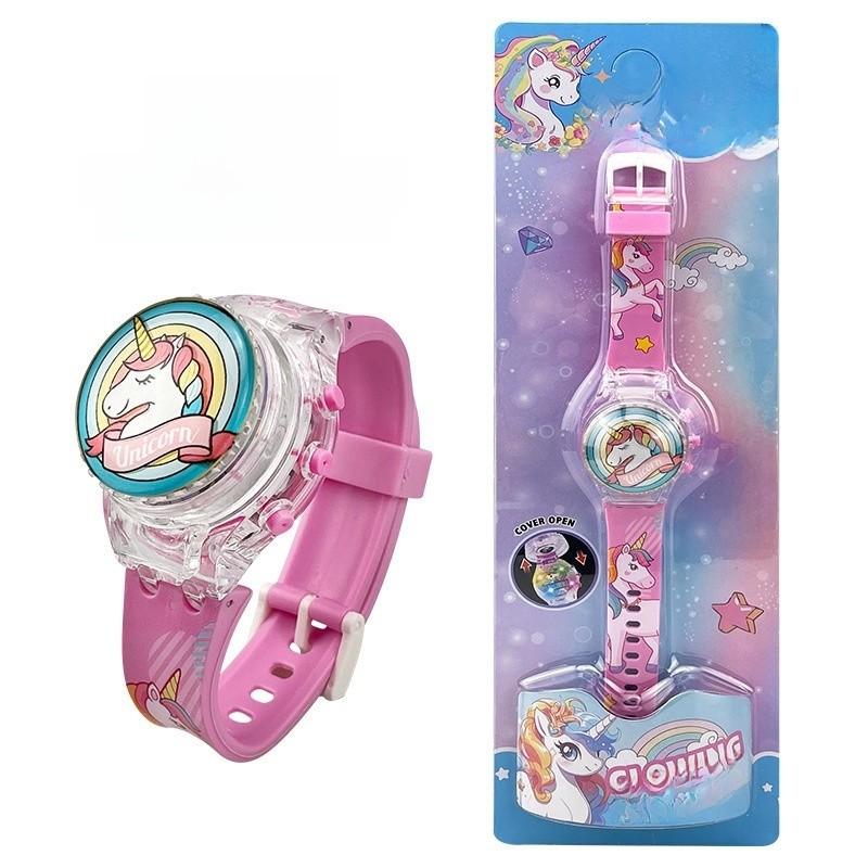 Hello Kitty Otočný flip kryt Lehký hudební hodinky Pro děti Interaktivní Decora