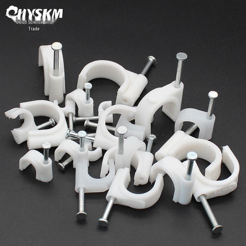 Steel Nail Round Plastic Cable Clip for Wire Management and Network Organization