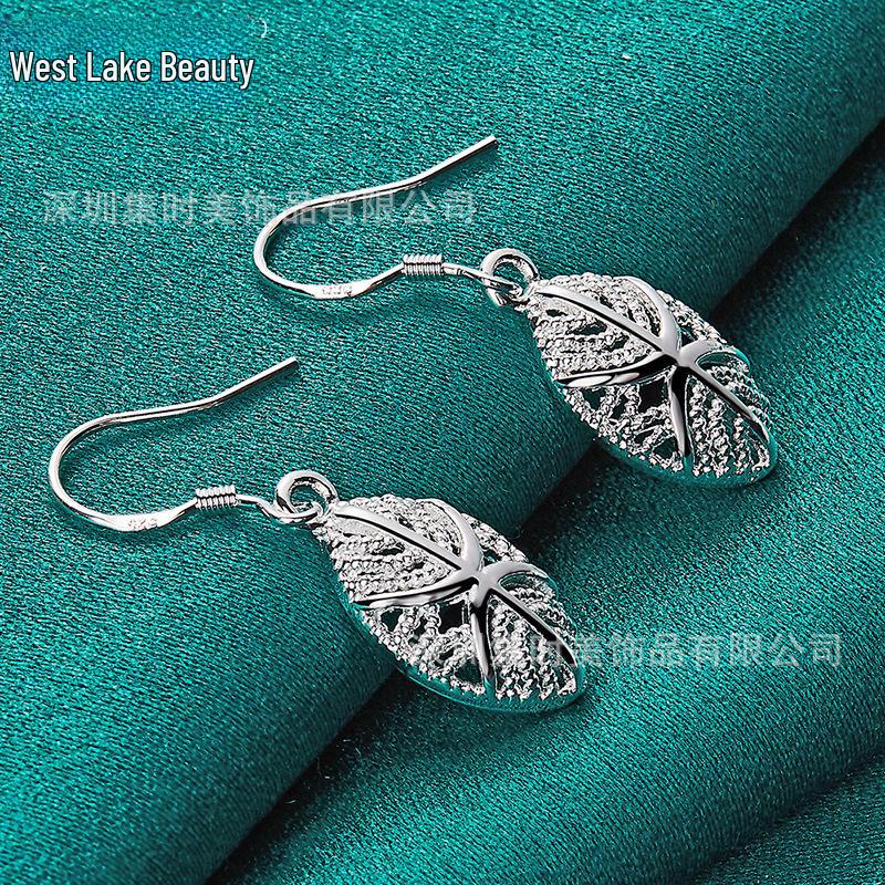 Silver Leaf Tree Hollow Earrings for Women
