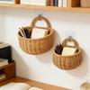Handwoven Rattan Wall Hanging Basket - Wicker Storage Organizer for Kitchen, Bathroom & Home, Hanging Fruit Basket with Handle