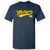 Michigan Wolverines Baseballtrikot Script College Universität T-Shirt - Marineblau