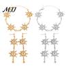 Retro Bohemian Earrings Bracelet Double Sun Spiral Pendant Ethnic Style Micro-Paved Cubic Zirconia Inlaid Shape Drop Jewelry Gift