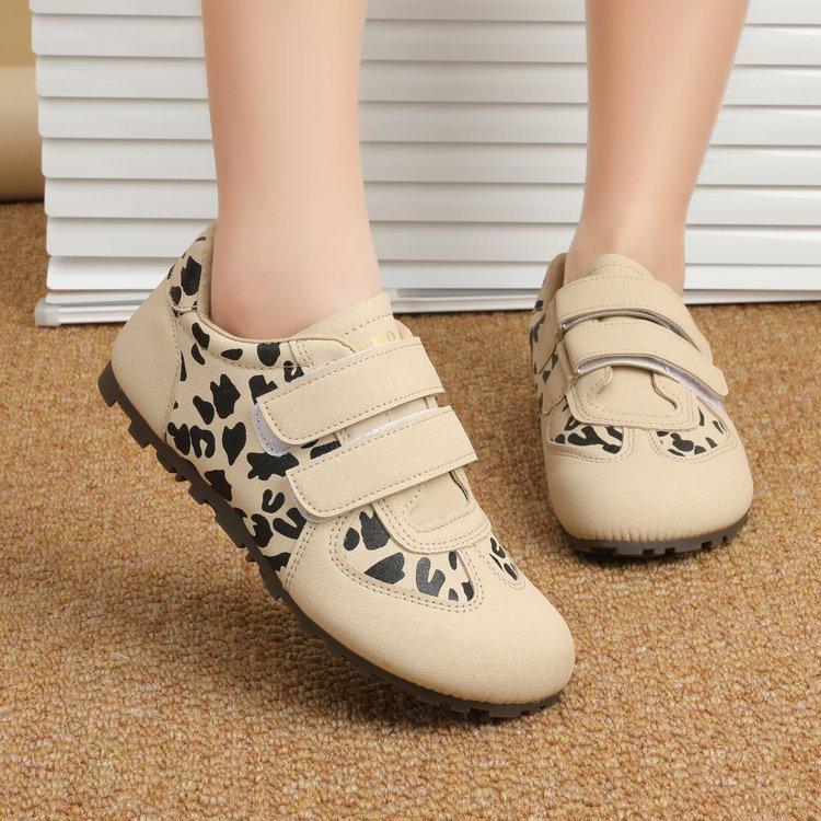 Retro leopard print German training shoes winter new thin-soled fluffy shoes sports velvet cotton shoes