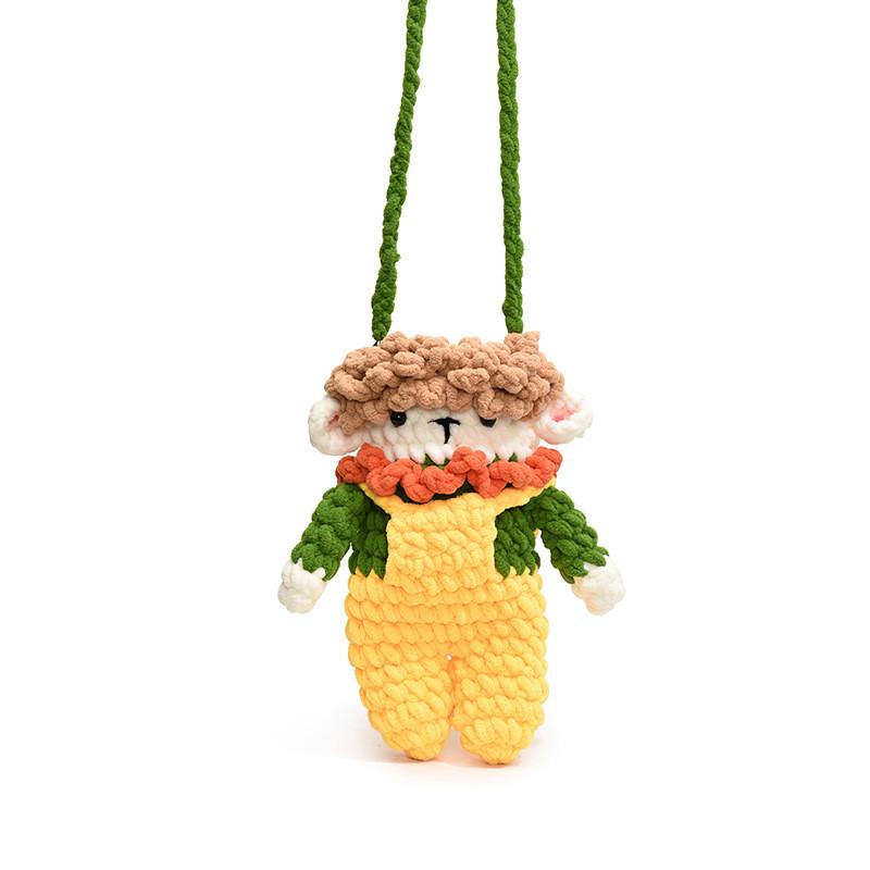Cute And Quirky Cartoon Knitted Shoulder Bag For Kids Ideal For Daily Use In Purple And Yellow