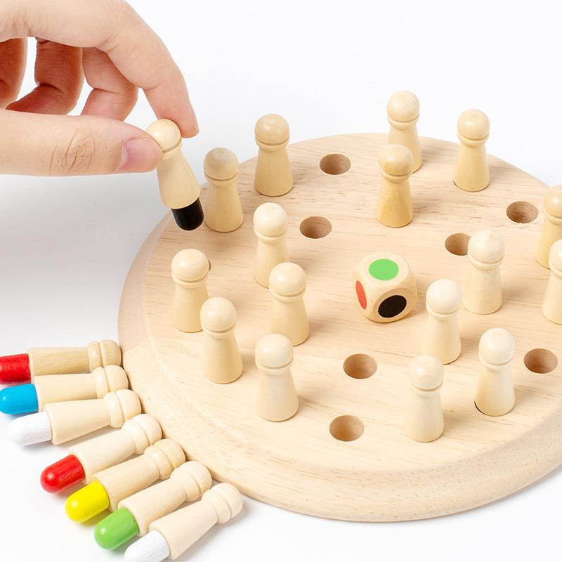 Wooden Memory Chess Board Game, Educational Toy For Kids Focus Training, Kids Matchstick Chess Color Cognitive Ability Toy