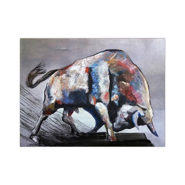 Moden Animal Abstract Bull Fighting Red Paintings On Canvas Wall Art Print and Poster for Living Room Decor No Frame