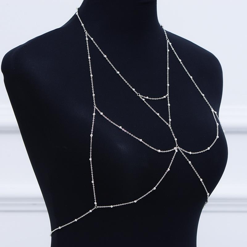European and American new fashionable and sexy versatile chest chain jewelry alloy bikini body chain