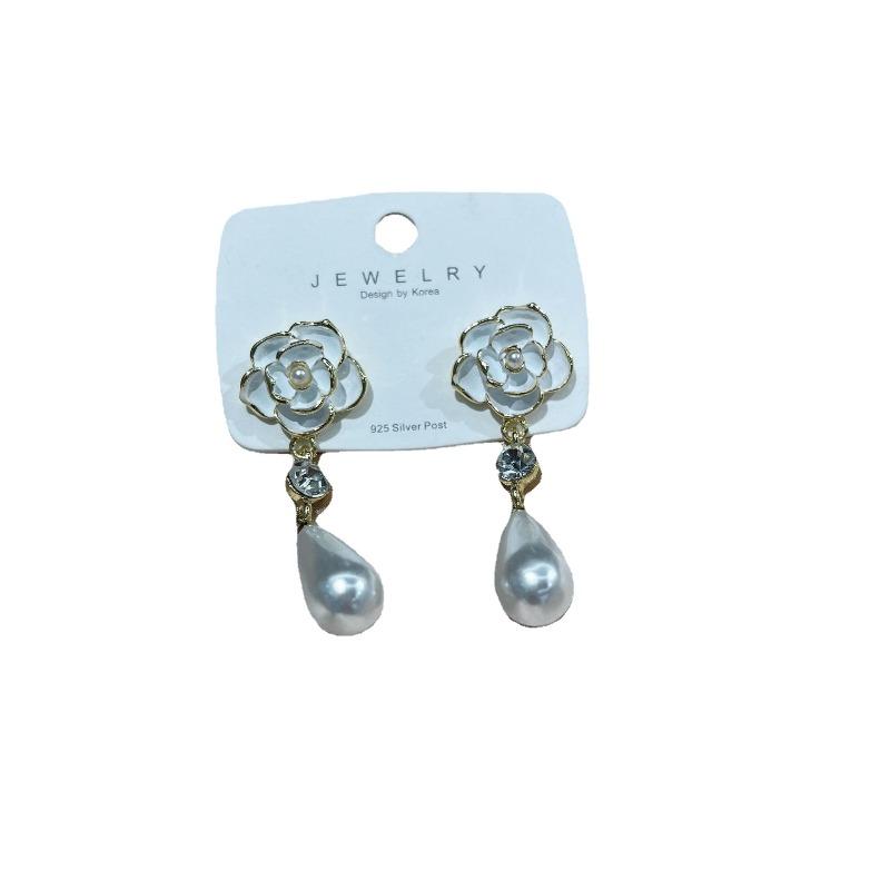Elegant Long Pearl Earrings Women's Tea Flower Super Fairy Tale Style Jewelry Accessories Perfect Gift