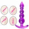 Plug Anale in Silicone con Perline per Stimolazione della Prostata Giocattolo Unisex per Adulti Viola Rosa
