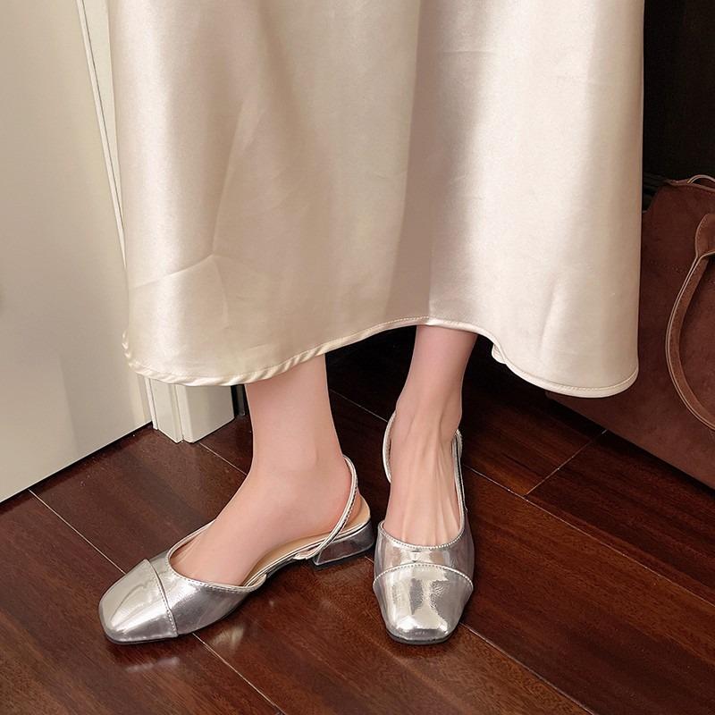 

Fashion Square Toe 2025 Summer Retro Woman Shoes Luxury Sandals All-Match Block Heels Original Fashion Girls Open Chunky Comfort New Low 35 серебряный