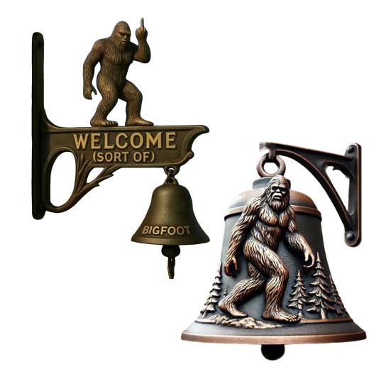 Yousheng Sasquatch Door Bell Vintage Middle Finger Wild Savage Welcome Door Hanger Bell Home Office Entrance Door Wall Hanging Metal Decorative Bell