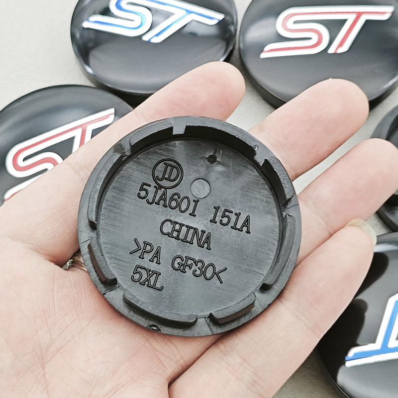 AJJ1 4Pcs 56mm ST Logo Car Wheel Center HubCaps Rims Cover Badge Emblem For Ford ST Focus Mustang Fusion Taurus Mondeo Accessories