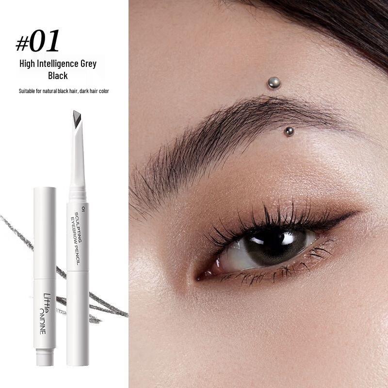 littleondine Dual-ended Blade Shaping Eyebrow Pencil - 01 Grey Black