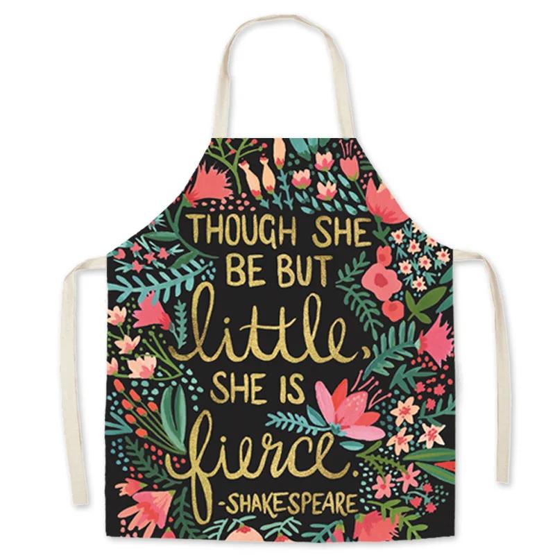 Pattern Kitchen Apron for Woman INS Leaves Sleeveless Cotton Linen Aprons Cooking Simplicity Home Cleaning Tools 65*75cm