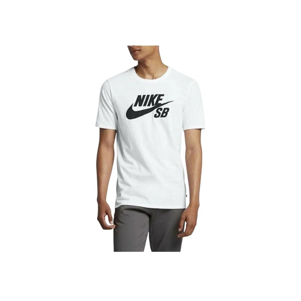Nike SB Logo Print Crew Neck T-Shirt Men Tops White 821947-100