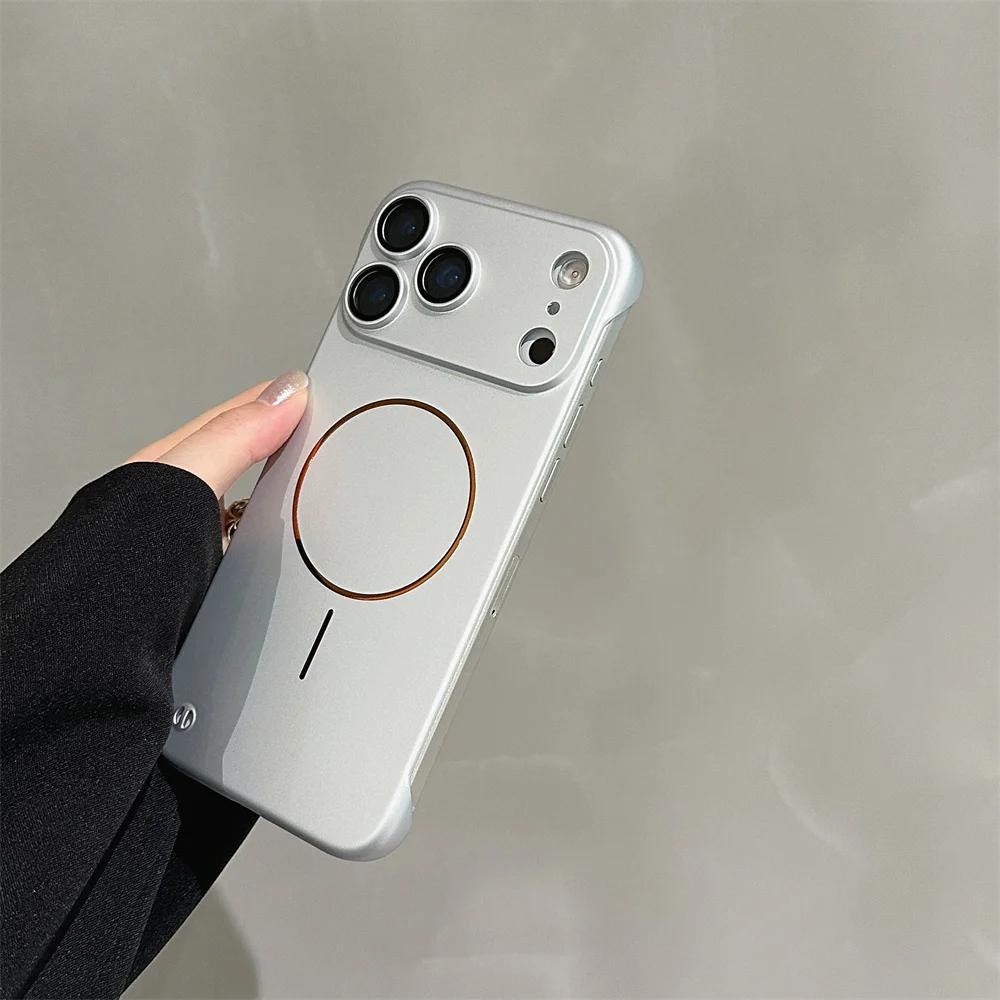 Frameless Magnetic Phone Case for Magsafe Apple iPhone 17 Air 16 Plus 16 14 13 12 Pro Max Back Cover with Camear Protective Thin