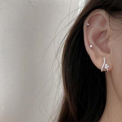 925 Sterling Silver Zircon Geometric Curve Stud Earrings For Women Gifts Sweet Party Jewelry Gifts  New Arrival