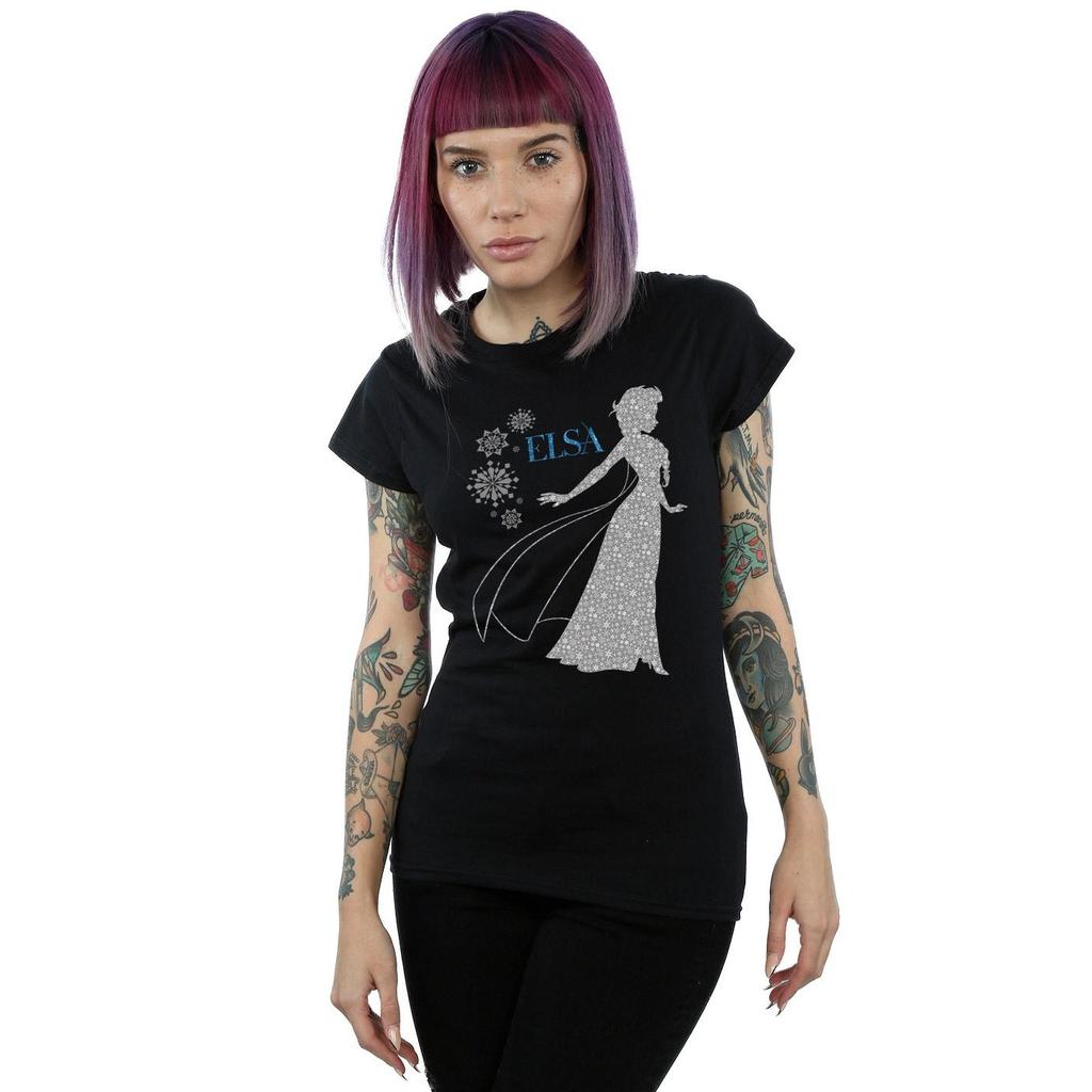 Disney Womens/Ladies Frozen Elsa Christmas Silhouette Cotton T-Shirt