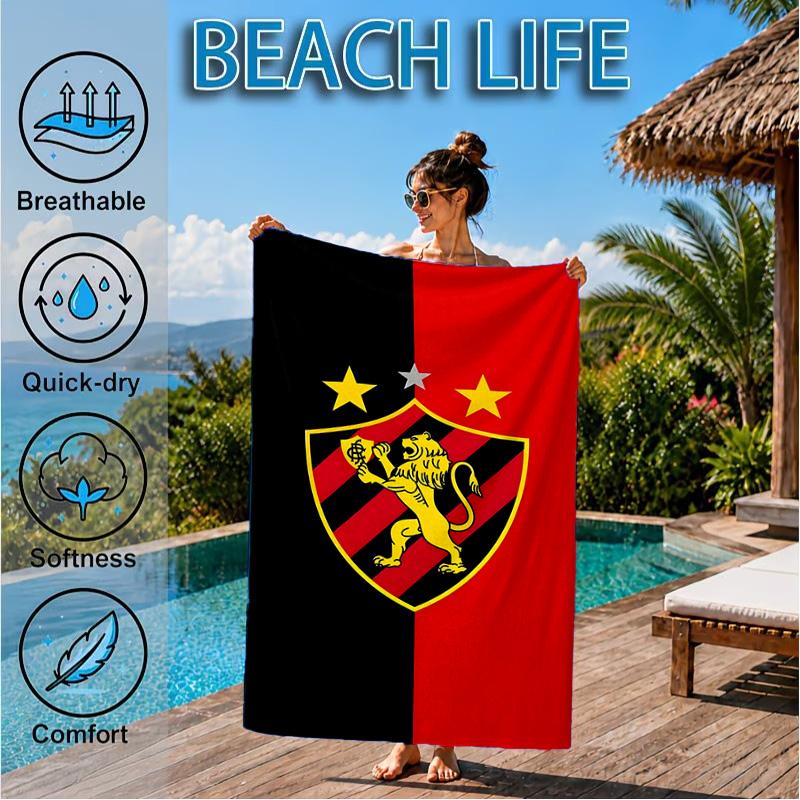 Sport Club Football Crest Printed Microfiber Beach Towel, Soft And Absorbent, Quick-Dry, Ideal for Summer Travel, Beach Essential, Swimming Pool