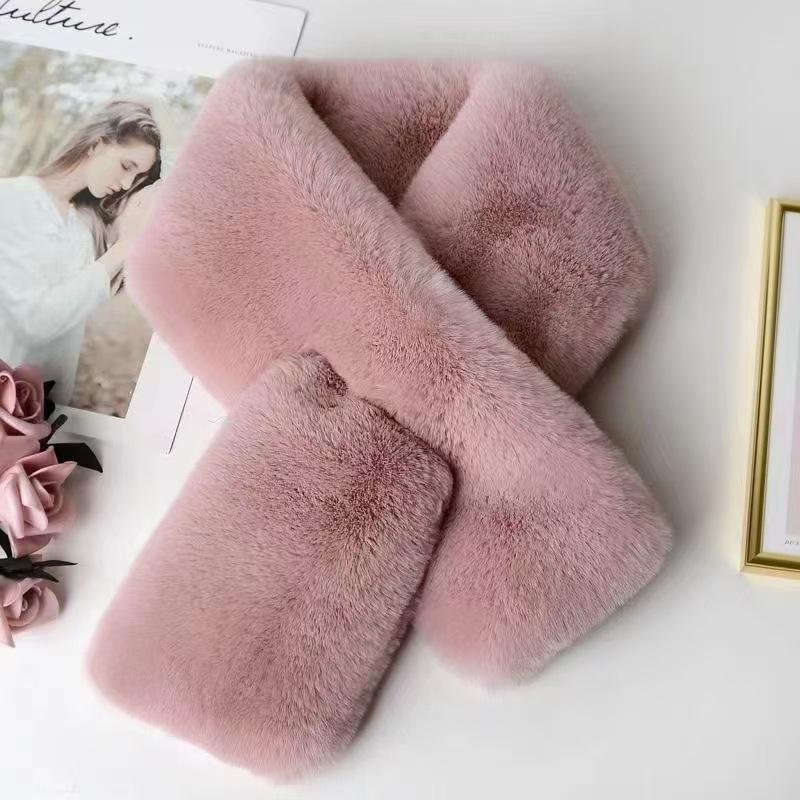 Women's Stylish Winter Faux Mink Rabbit Fur Scarf - Versatile, Thick & Warm Neck Warmer