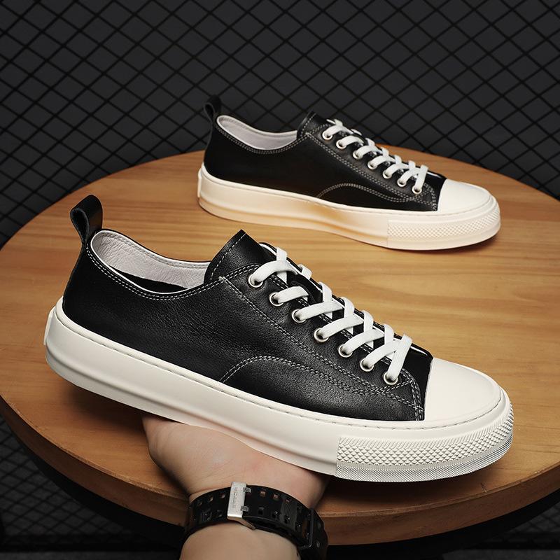European station men's shoes genuine leather little white shoes men's brand high-end light luxury first-layer cowhide sports and leisure board shoes