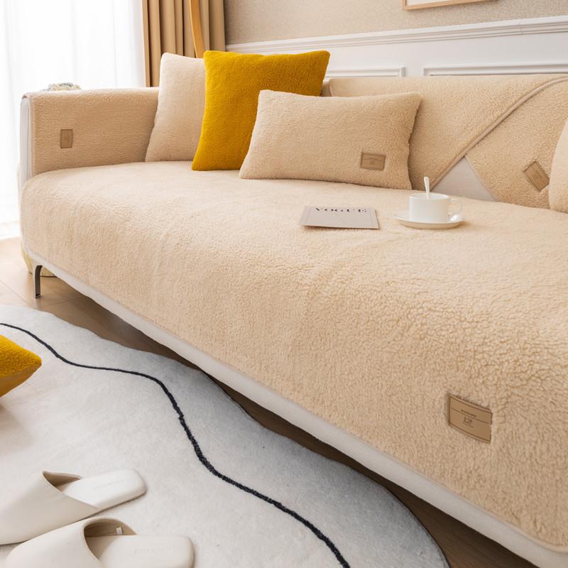 Autumn and Winter New Plush Super Soft Solid Color Sofa Cushion Cover Modern Simple Anti-slip Sofa Cushion Towel