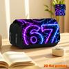 Crystal Number Face Print Double-Layer Flip-Top Black Pencil Case - Back-to-School Essential Pencil Box, Daily Multi-Functional Makeup Bag, Large-Capa