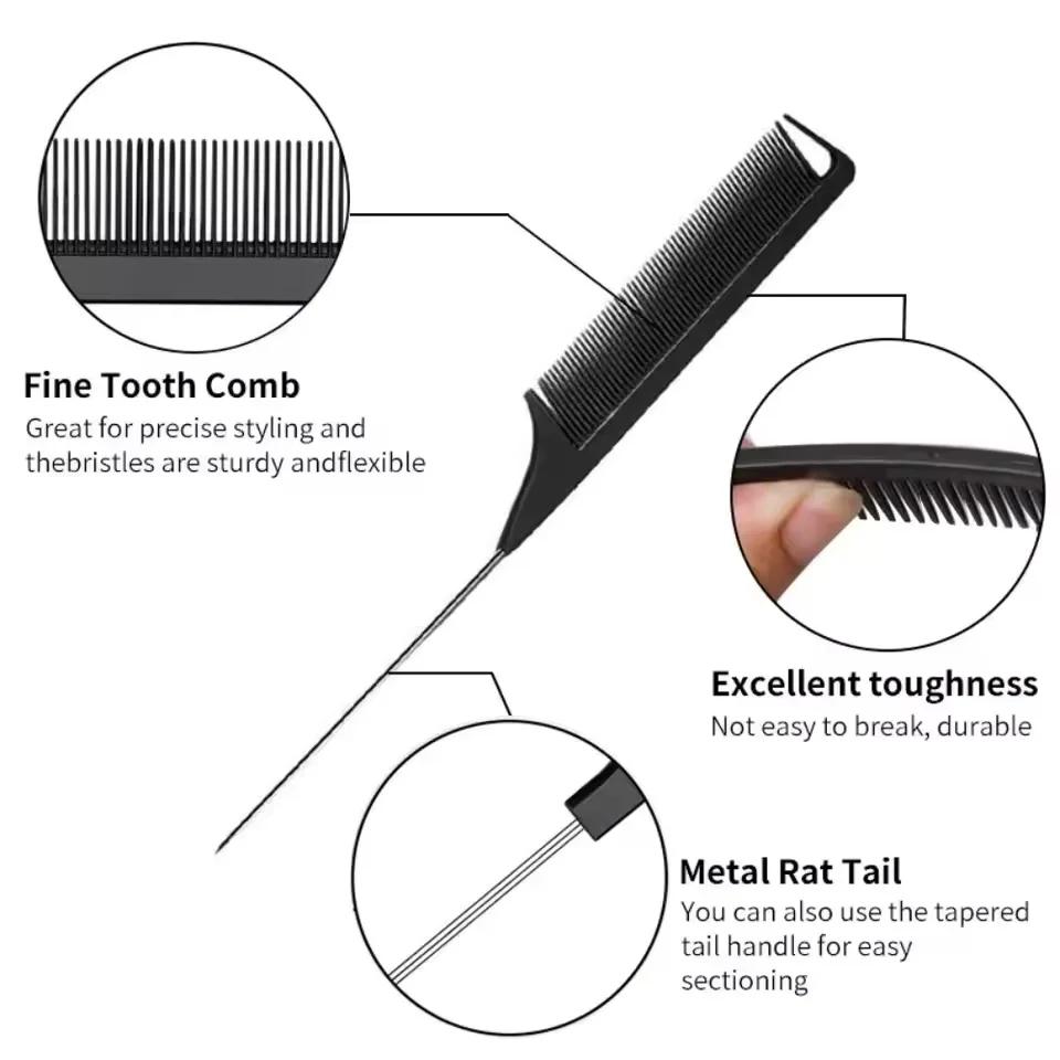4pcs/set Detangling Bristle Scalp Massage Hairbrush with Anti Static Rat Tail Edge Brush High Hair Beauty Salon Styling Tools