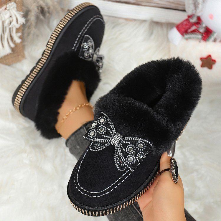 Mao Mao shoes Doudou shoes women's 2025 autumn and winter new warm and velvet Korean version versatile flat-bottomed snow boots women's cotton shoes